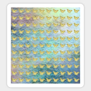 Gold butterflies on textured background Sticker